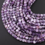 Natural Chevron Amethyst Faceted 4mm 6mm Cube Beads 15.5" Strand