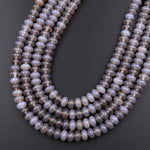Natural Gray Agate 6mm 8mm Rondelle Beads 15.5" Strand
