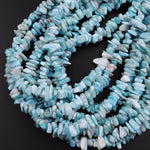 Natural Blue Larimar Freeform Chip Nugget Beads Stunning Real Genuine Blue Larimar Gemstone 15.5" Strand