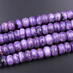Natural Charorite Beads Large 12mm Rondelle Purple Russian Gemstone 15.5" Strand