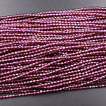AAA Natural Purple Garnet From Mozambique Micro Faceted 2mm 3mm Round Gemstone Beads 15.5" Strand