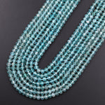 Micro Faceted Natural Teal Green Apatite Rondelle Beads 15.5" Strand