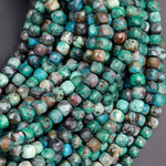 Natural Green Chrysocolla Faceted 4mm 5mm Cube Dice Square Beads Micro Faceted Laser Diamond Cut 15.5" Strand