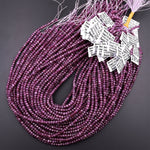 AAA Real Genuine Natural Purple Red Ruby Gemstone Faceted 4mm Rondelle Beads 15.5" Strand