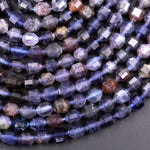 Natural Sunstone Iolite 6mm Beads Rounded Faceted Energy Prism Double Terminated Points 15.5" Strand