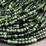 Natural Russian Green Jade Faceted 4mm Cube Square Dice Beads Gemstone 15.5" Strand