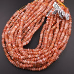 Natural Sunstone Faceted Rondelle Beads 6mm 8mm 15.5" Strand