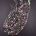 Tourmaline Heart Beads 9mm 10mm Natural Multicolor Watermelon Pink Dark Green Black Gemstone 18" Strand