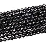AAA Genuine Natural Black Tourmaline Beads Faceted 6mm 8mm Round Beads High Quality Sparkling Black Gemstone 15.5" Strand