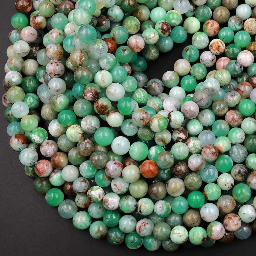Natural Green Chrysoprase Round Beads 6mm 8mm 10mm Beads 15.5" Strand