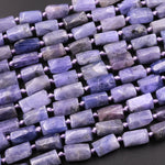 Raw Natural Tanzanite Tube Beads Organic Shape Real Genuine Purple Blue Gemstone 15.5" Strand