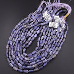Raw Natural Tanzanite Tube Beads Organic Shape Real Genuine Purple Blue Gemstone 15.5" Strand