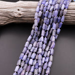 Raw Natural Tanzanite Tube Beads Organic Shape Real Genuine Purple Blue Gemstone 15.5" Strand