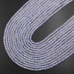 Micro Faceted Natural White Topaz 3mm Rondelle Beads Laser Diamond Cut Gemstone 15.5" Strand