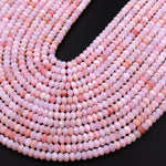 AAA Micro Faceted Natural Peruvian Pink Opal 4mm Rondelle Beads Gemstone 15.5" Strand