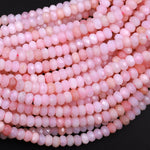 AAA Micro Faceted Natural Peruvian Pink Opal 4mm Rondelle Beads Gemstone 15.5" Strand