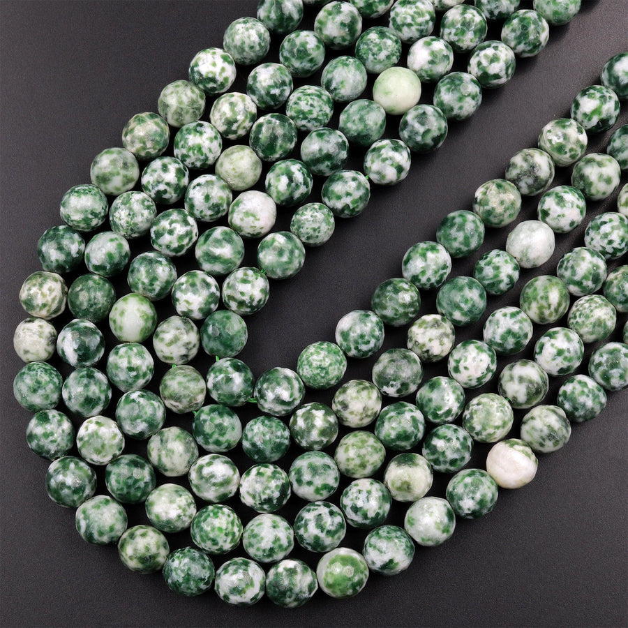 Faceted Natural Green Tree Agate 4mm 6mm 8mm Round Beads 15.5" Strand
