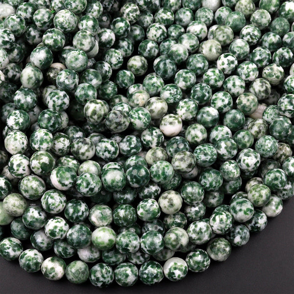Faceted Natural Green Tree Agate 4mm 6mm 8mm Round Beads 15.5" Strand
