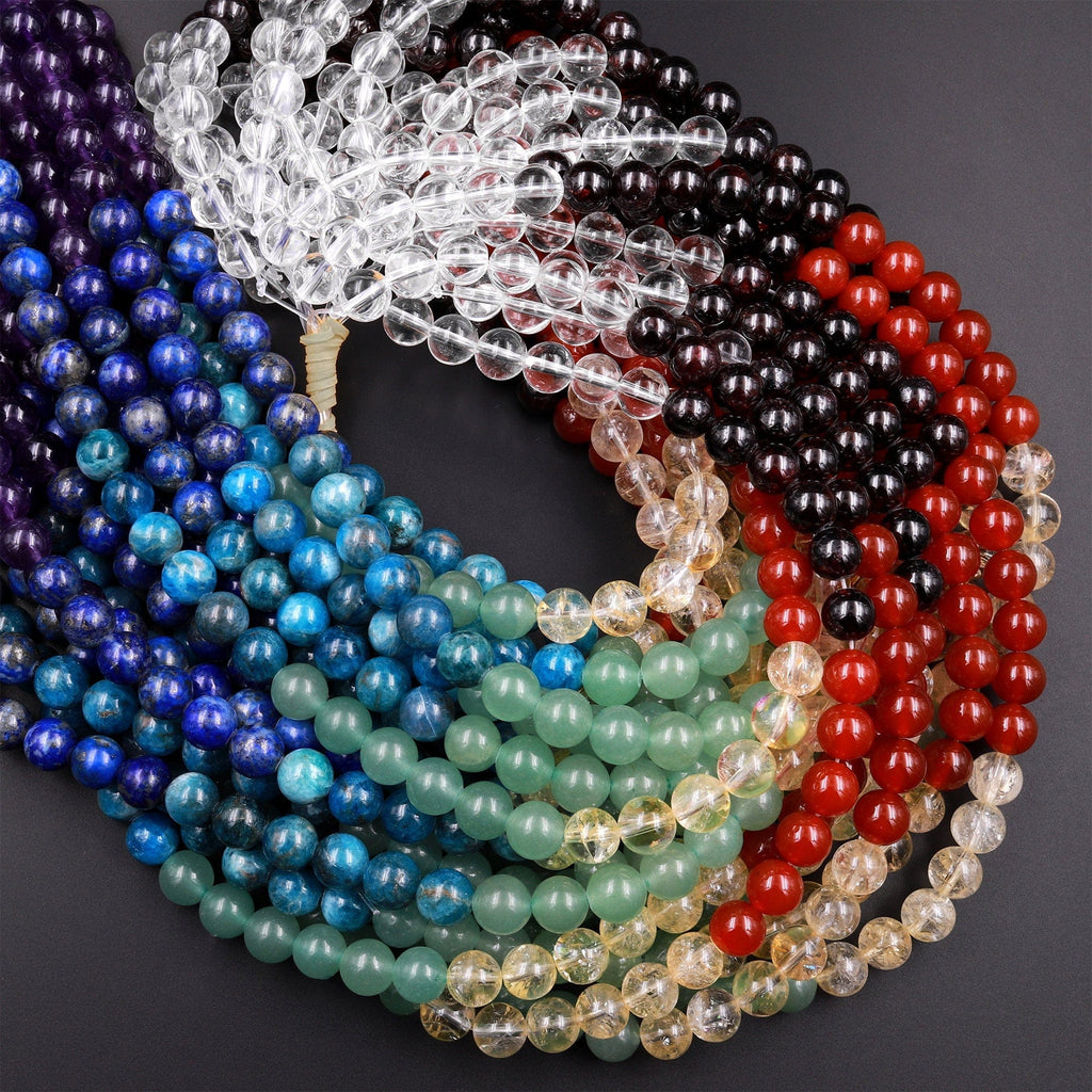 Natural Gemstone Beads, 8mm Round, Red Aura Quartz