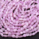 Natural Kunzite Freeform Rounded Pebble Nuggets Beads Lilac Pink Gemstone 15.5" Strand