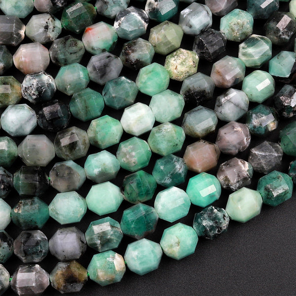 Genuine Natural Green Emerald 6mm Rounded Prism Beads Gemstone 15.5" Strand
