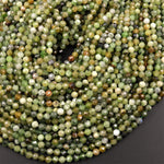 Faceted Russian Jade 4mm Round Beads Micro Cut Natural Green Jade Gemstone 15.5" Strand