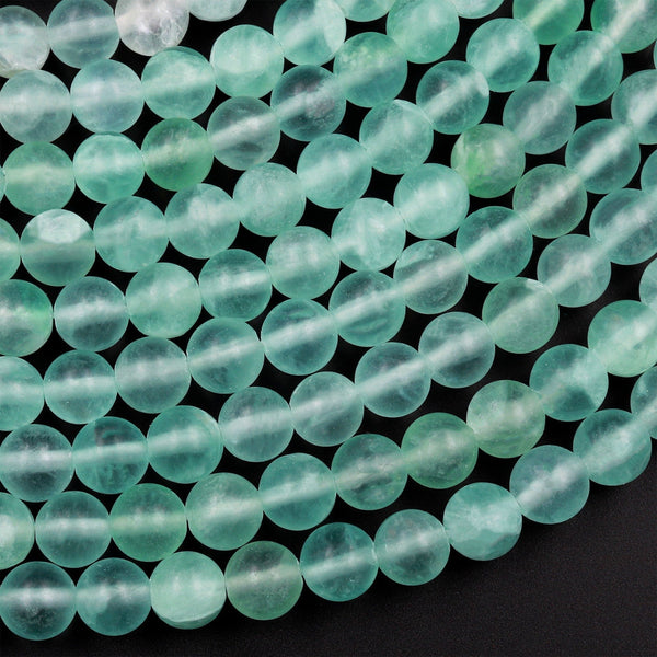Matte Natural Green Fluorite 8mm Round Beads 15.5" Strand