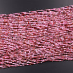 Real Genuine Natural Red Pink Spinel Faceted Round Beads 2mm 3mm Multicolor Gemstone 15.5" Strand