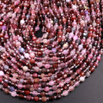 Genuine Natural Red Pink Spinel Gemstone Rounded Prism 6mm Beads 15.5" Strand