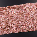 Micro Cut Natural Pink Rhodochrosite 2mm Faceted Coin Beads Laser Diamond Cut Gemstone 15.5" Strand