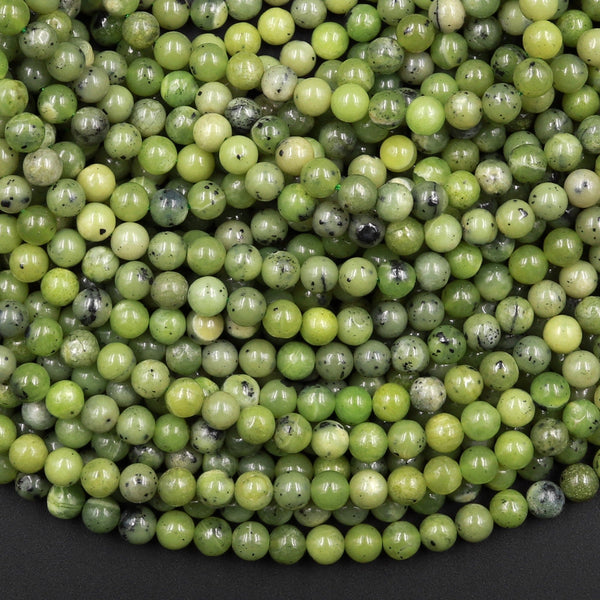 Natural Canadian Green Jade 4mm Round Beads 15.5" Strand