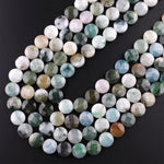 Faceted Natural Burma Green Jade 8mm 10mm Coin Beads Real Genuine Gemstone 15.5" Strand