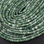 Faceted Natural Green Tree Agate 4mm Rondelle Beads 15.5" Strand