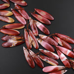 Drilled Australian Mookaite Jasper Earring Pair Matched Teardrop Gemstone Earrings Bead Pair Burgundy Maroon Red Colors