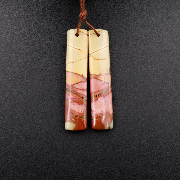 Natural Red Creek Jasper Rectangle Earring Pair Drilled Matched Gemstone Beads A3