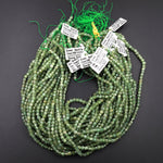 Rare Natural Green Apatite  Micro Faceted 4mm Cube Dice Square Beads 15.5" Strand