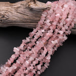 Natural Pink Rose Quartz Freeform Chip Pebble Nugget Beads 15.5" Strand