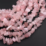 Natural Pink Rose Quartz Freeform Chip Pebble Nugget Beads 15.5" Strand