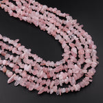 Natural Pink Rose Quartz Freeform Chip Pebble Nugget Beads 15.5" Strand