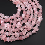Natural Pink Rose Quartz Freeform Chip Pebble Nugget Beads 15.5" Strand