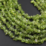 Natural Green Peridot Freeform Chip Pebble Nugget Beads Gemstone 15.5" Strand