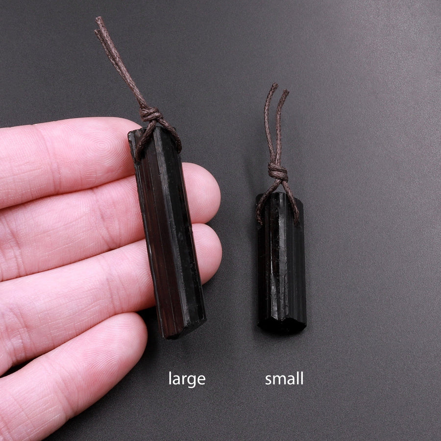 Natural Black Tourmaline Pendant Drilled Natural Crystal Point High Energy Stone
