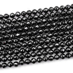 AAA Genuine Natural Black Spinel Faceted 6mm 8mm Round Beads Gemstone 15.5" Strand