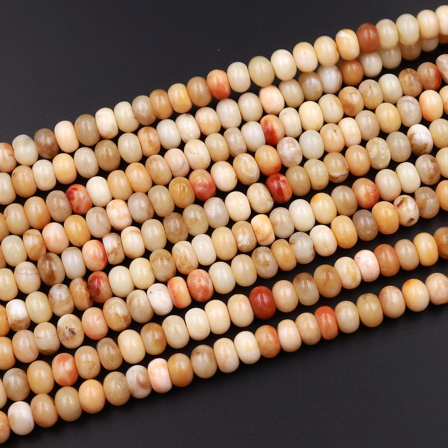 Sun Kissed Natural Creamy Golden Yellow Opal Smooth Rondelle Beads 6mm 8mm 10mm 15.5" Strand