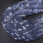Micro Faceted Natural Blue Sponge Coral 3mm Round Beads Laser Diamond Cut Gemstone 15.5" Strand