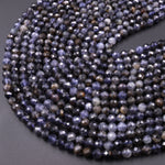 Natural Iolite Faceted 6mm Round Beads Genuine Real Iolite Gemstone 15.5" Strand