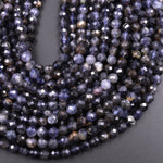 Natural Iolite Faceted 6mm Round Beads Genuine Real Iolite Gemstone 15.5" Strand