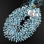 Natural Blue Larimar Faceted Teardrop Beads 8x6mm Top Side Drilled 15.5" Strand