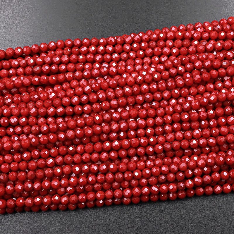 Faceted Red Coral 4mm Round Beads  Gemstone Wholesale – Intrinsic Trading