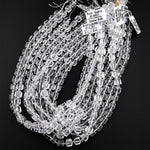 AAA Super Clear Real Genuine Natural Rock Crystal Quartz 6mm 8mm Faceted Cube Dice Beads 15.5" Strand